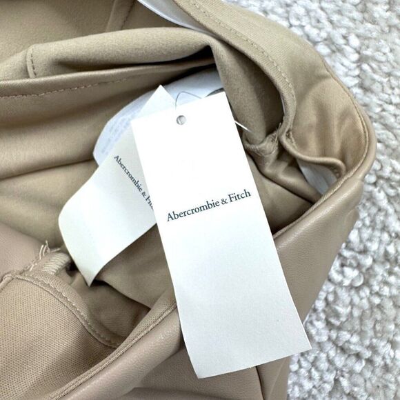 Abercrombie & Fitch Vegan Faux Leather Slim Flare Leg Pants Taupe 32x29 NEW - Picture 8 of 16
